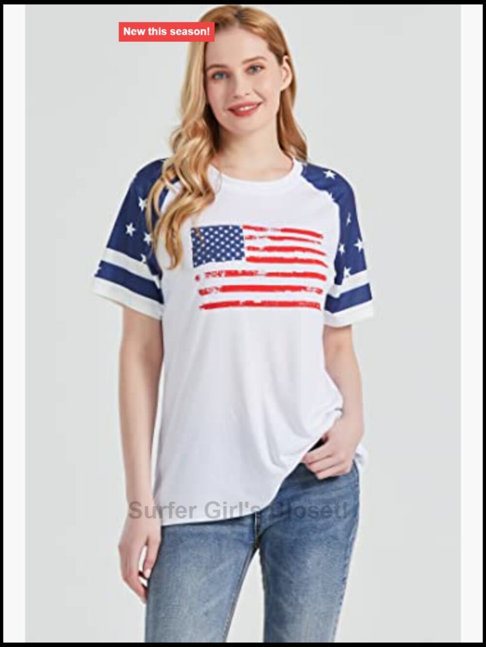 Patriotic T Shirt Women 4th of July American Flag Graphic Tee Raglan Short - Picture 2 of 7